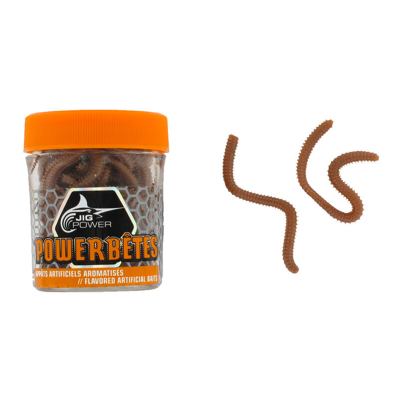 App&acirc;ts artificiels Powerbetes vers de terre (coloris: marron) - Larves / imitations | Pacific P&ecirc;che