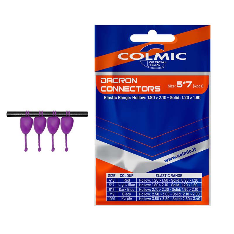 Connecteurs en Dacron pour &eacute;lastique COLMIC MEGA 10X9MM VIOLET (X4) - Soldes Coup | Pacific P&ecirc;che