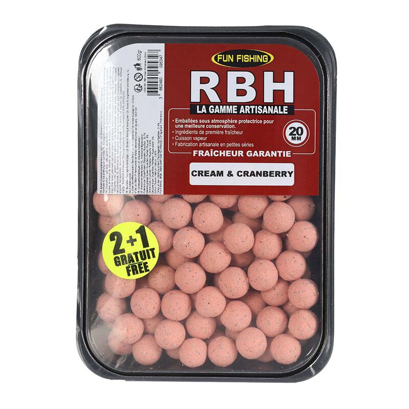 Bouillettes Fun Fishing RBH Boilies Cream & Cramberry 800g - Denses | Pacific Pêche