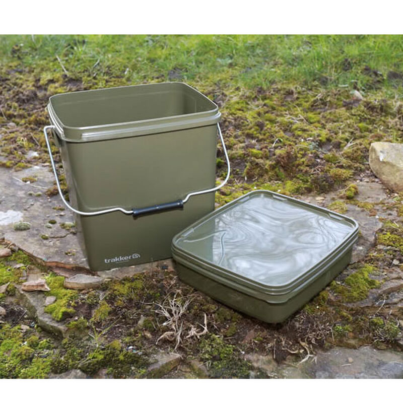 Seau carpe trakker olive square bucket - Seaux | Pacific P&ecirc;che