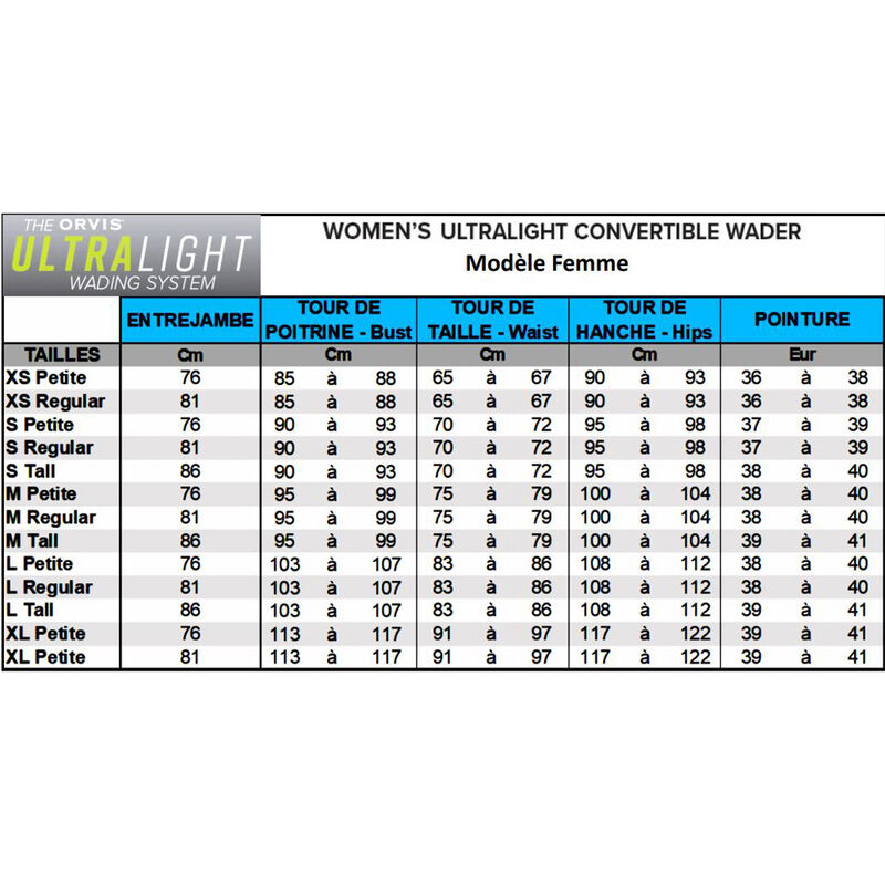 Wader respirant pour femme orvis women's ultralight convertible - Respirant | Pacific P&ecirc;che