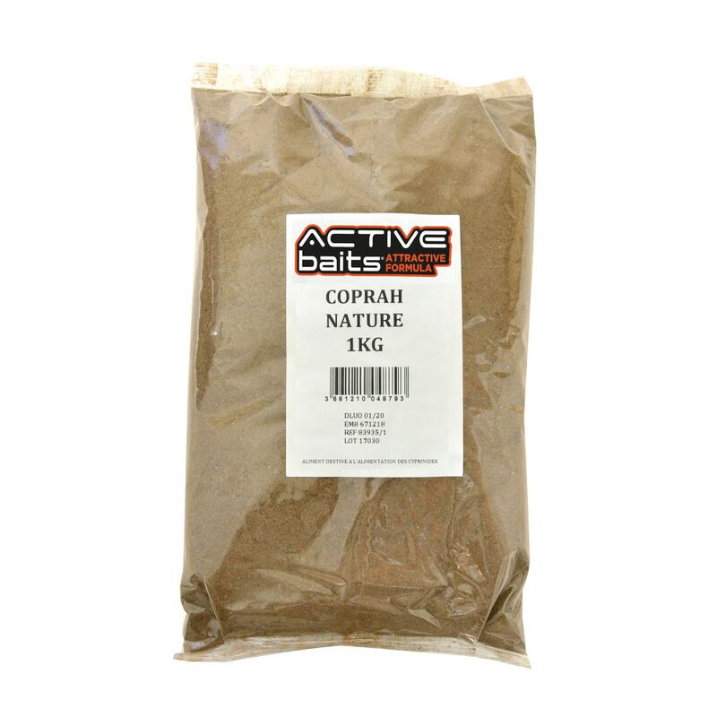 Farine pour la pêche au coup active baits coprah nature 1kg - Farines | Pacific Pêche