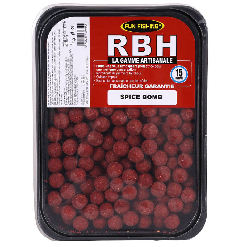 Bouillettes carpe fun fishing rbh boilies spice bomb 1kg - Denses | Pacific P&ecirc;che