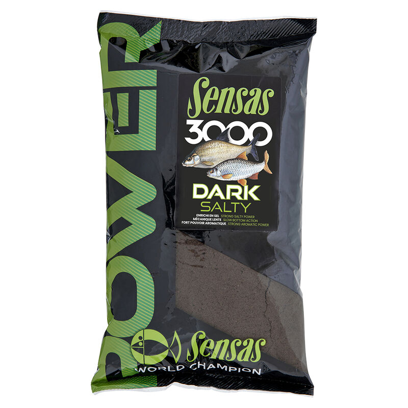 Amorce SENSAS 3000 Power Dark Salty 1kg - Amorces | Pacific Pêche