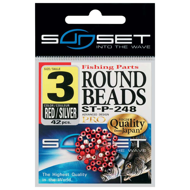 Perles Sunset rondes dures rouge/argent - Perles | Pacific Pêche