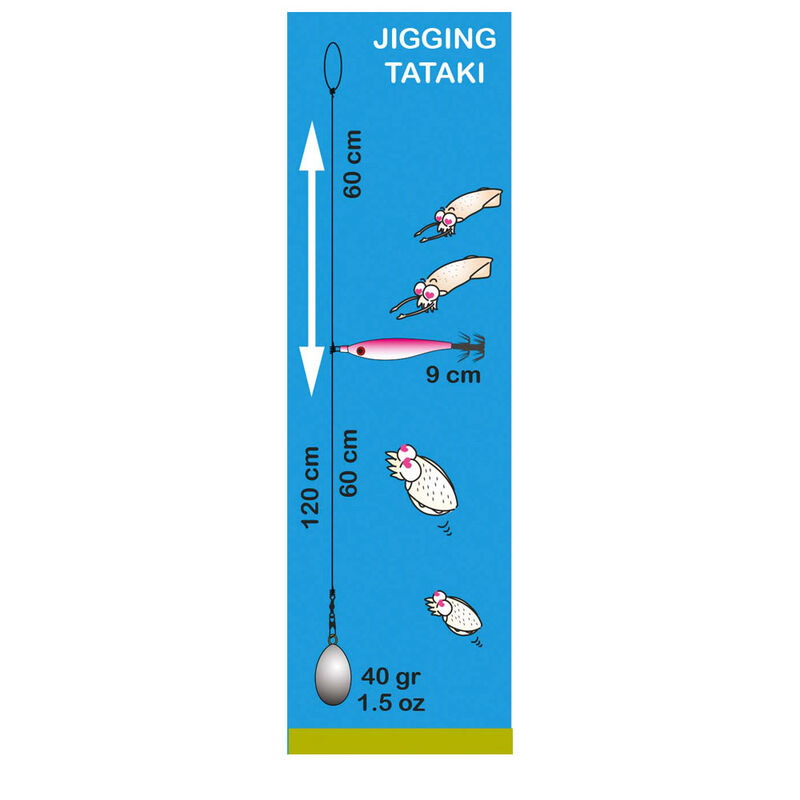 Bas de ligne mer flashmer seiche/encornet 1 turlutte grand panier - Turluttes | Pacific P&ecirc;che