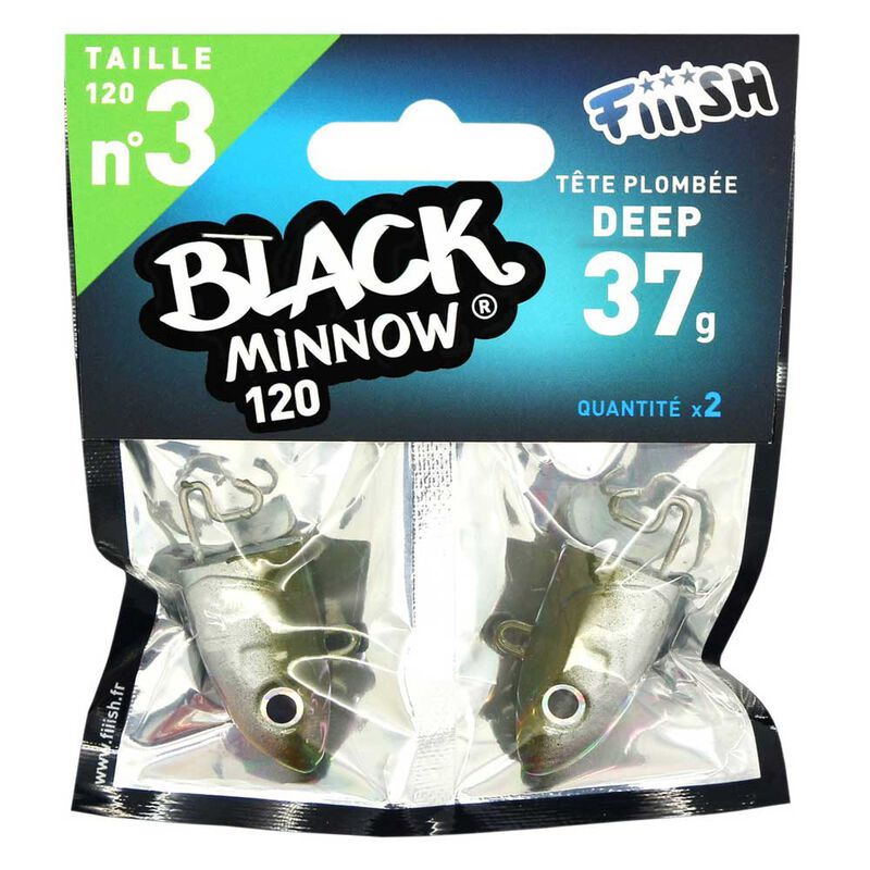 Tête plombee fiiish black minnow 120 deep 37g (x2) - Têtes Plombées | Pacific Pêche