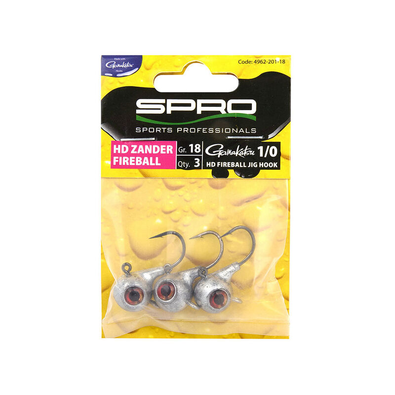 T&ecirc;te Plomb&eacute;e Spro HD Zander Fireball Taille #1/0 (x3) - T&ecirc;tes plomb&eacute;es | Pacific P&ecirc;che