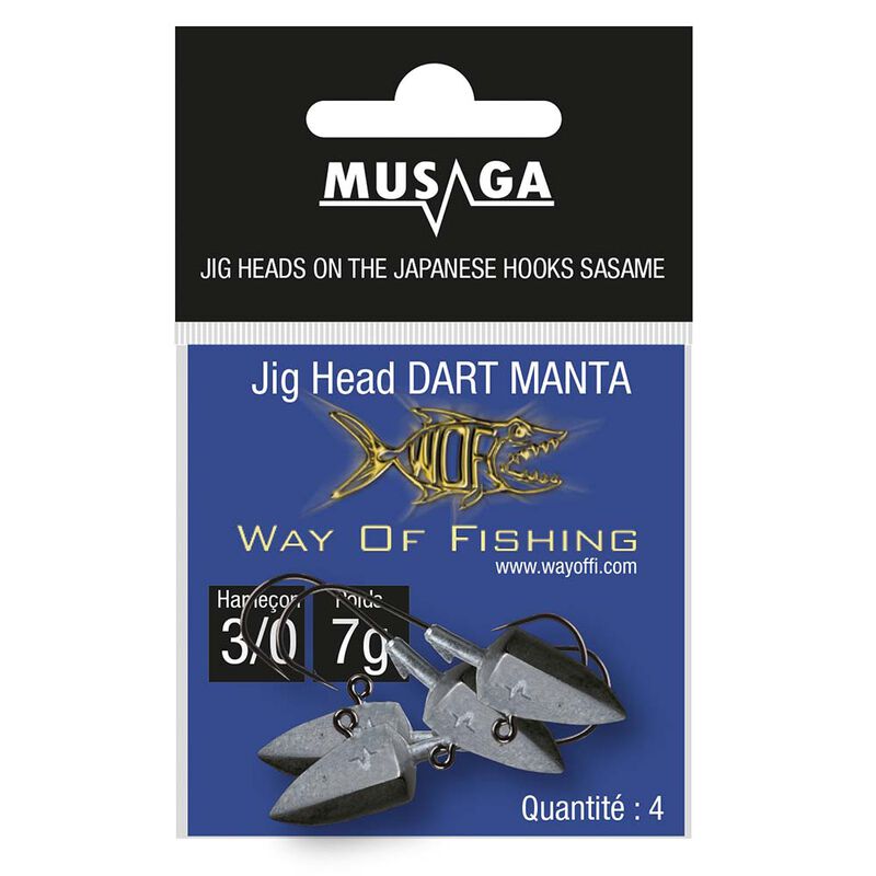 T&ecirc;te Plomb&eacute;e Musaga Jighead Dart Manta n&deg;3/0 - T&ecirc;tes plomb&eacute;es | Pacific P&ecirc;che