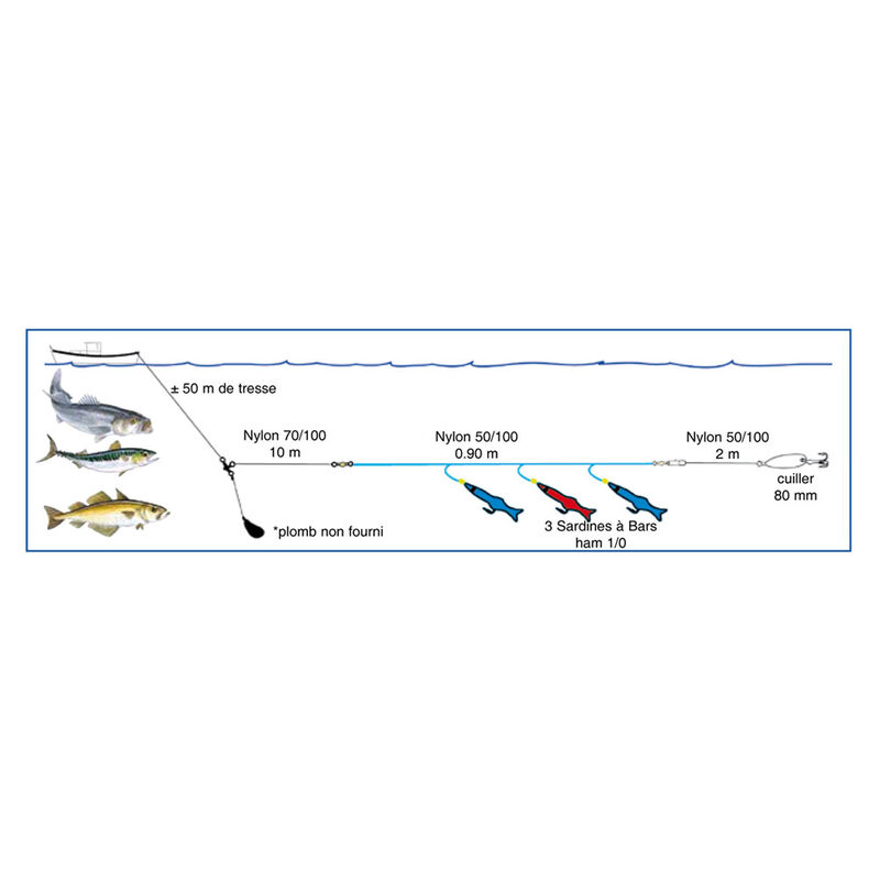 Ligne de traine mer flashmer sardine a bar - Bas de Lignes / Lignes Mont&eacute;es | Pacific P&ecirc;che
