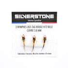 Kit 3 nymphes jigs tag rouge h12 bille cuivre tung 3,8 mm - Nymphes | Pacific P&ecirc;che