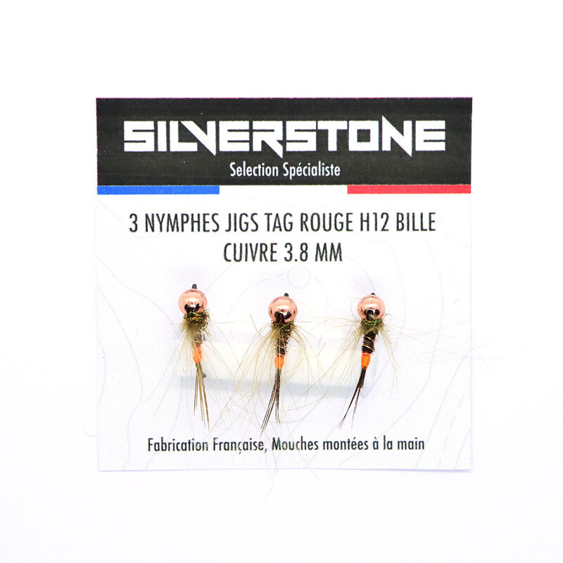 Kit 3 nymphes jigs tag rouge h12 bille cuivre tung 3,8 mm - Nymphes | Pacific P&ecirc;che