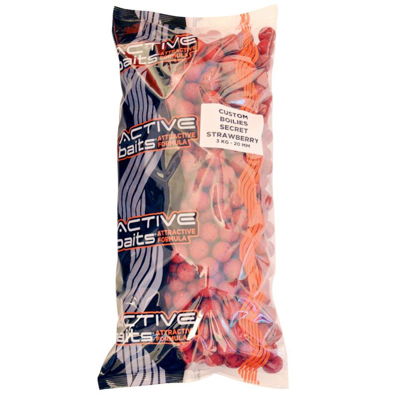 Bouillettes carpe active baits custom boilies secret strawberry 20mm - Denses | Pacific P&ecirc;che