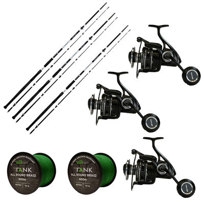Pack Overfight 3 Glanika Heavy Duty 300 cm 250-300 g + 3 Glanika 8000 XT + 2 Tank Allround Braid - Packs et ensembles | Pacific P&ecirc;che