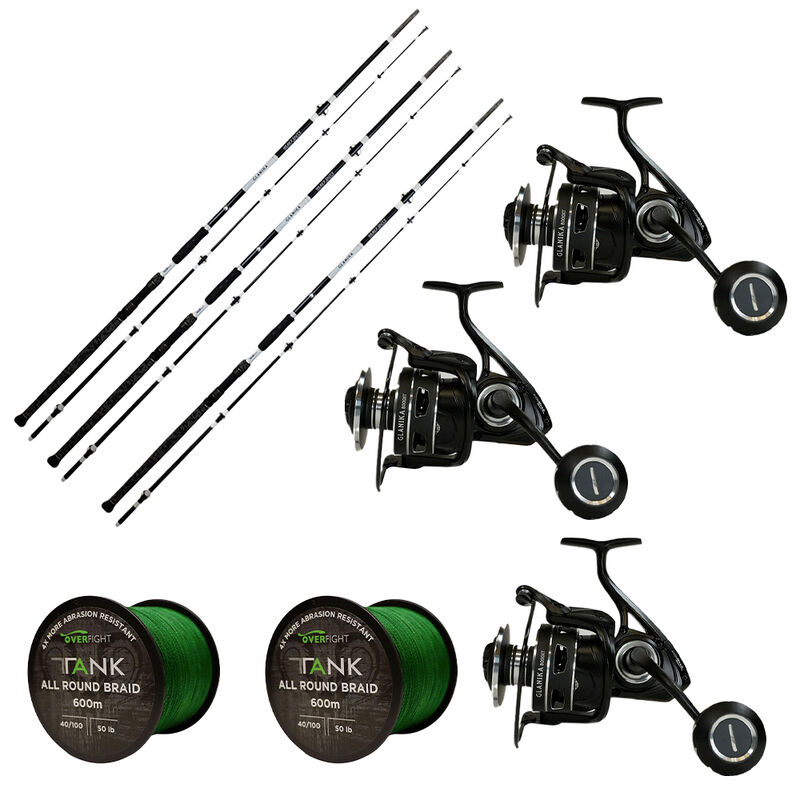 Pack Overfight 3 Glanika Heavy Duty 300 cm 250-300 g + 3 Glanika 8000 XT + 2 Tank Allround Braid - Packs et ensembles | Pacific P&ecirc;che