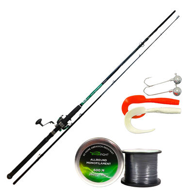 Pack Overfight Tank Heavy Spin CS + Allround Monofilament 45/100 600 m + Kit Cat Twister + Jig Head - Packs et ensembles | Pacific P&ecirc;che
