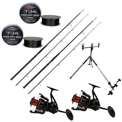 Pack Overfight 2 Tank Evo 8500 + 2 Tank Pellets 11' 5lbs + Tank Braid x4 0.45 Dark Green + Ipercut Pod - Packs et ensembles | Pacific P&ecirc;che