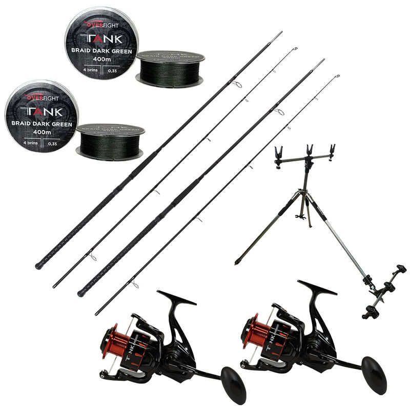 Pack Overfight 2 Tank Evo 8500 + 2 Tank Pellets 11' 5lbs + Tank Braid x4 0.45 Dark Green + Ipercut Pod - Packs et ensembles | Pacific P&ecirc;che