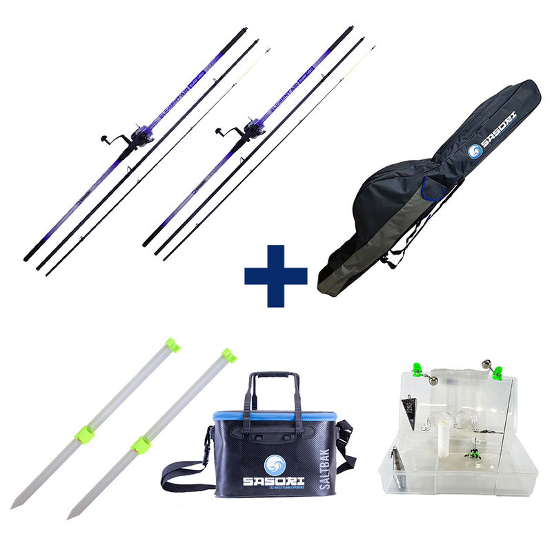 Pack Elementair Surf 450 + Surf Box + Pique Surf Alu 1 M + Fourreau Surf + Baksalt - Packs et ensembles | Pacific P&ecirc;che