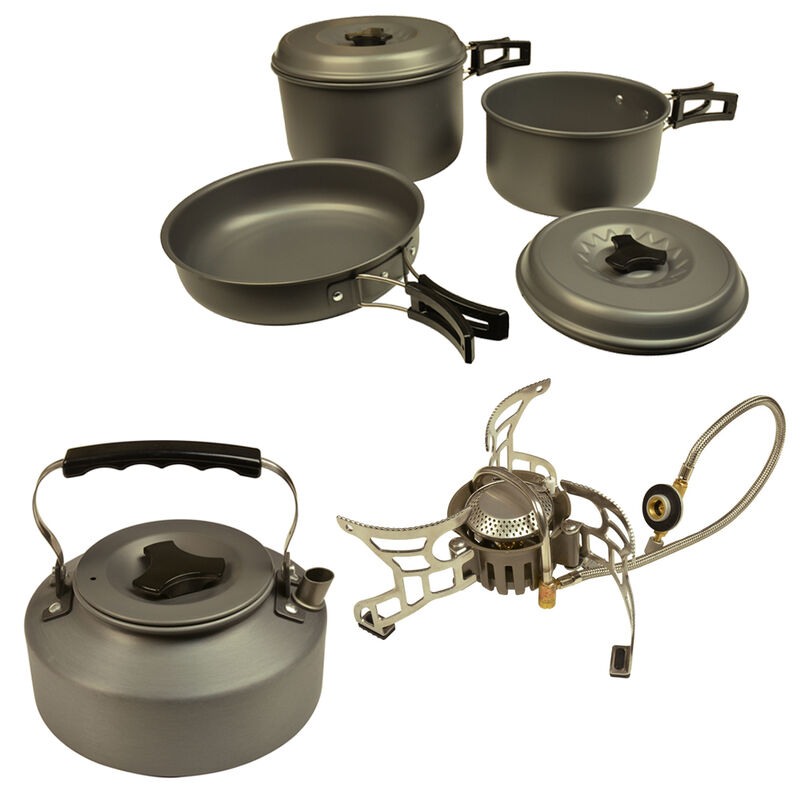 Pack Cooking Logistik Powerful Stove + Logistik Kettle + Logistik Cookware Set - Bivouac Confort | Pacific P&ecirc;che