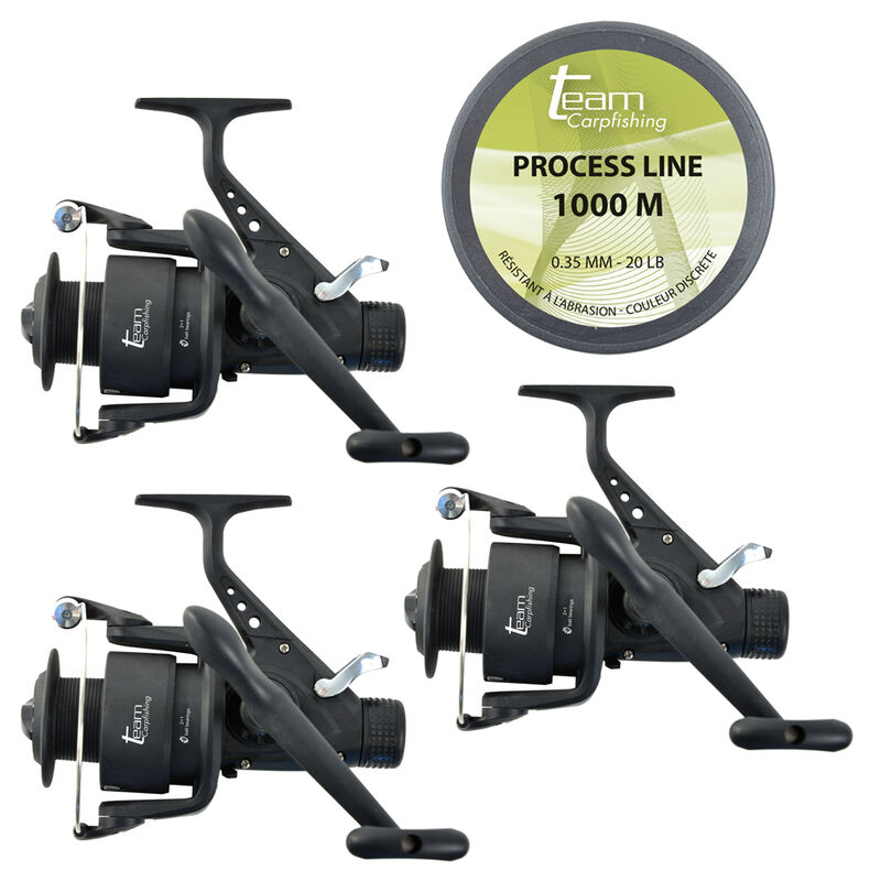 Pack 3 Moulinets Dark Water 6000 FS Debrayable + 1000m de 0.35mm - Moulinets | Pacific P&ecirc;che