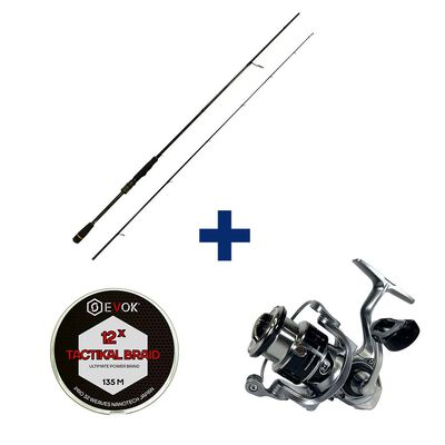 Pack Canne Evok Aerian 71mhs 2.16m, 14-42g + Moulinet Aerian 3000Fd + Tresse - Packs et ensembles | Pacific P&ecirc;che