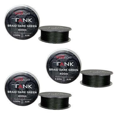 Pack Overfight 3 Tank Braid x4 0.35 Dark Green - Packs et ensembles | Pacific P&ecirc;che