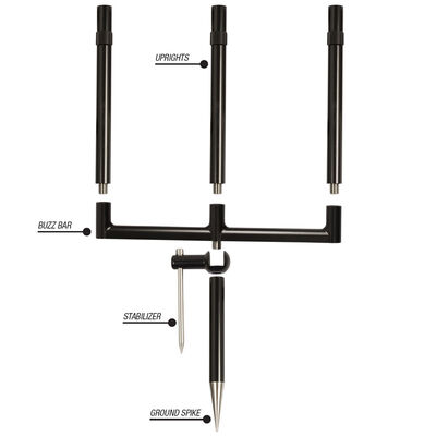 Support 3 cannes korda singlez alu black 3 surelevateur 6.5" - Supports de Cannes | Pacific P&ecirc;che