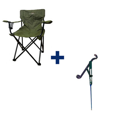 Pack Siege Pliant Kaki + Support Canne - Tous nos packs | Pacific P&ecirc;che