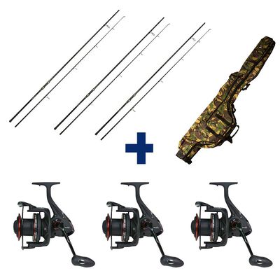 Pack 3 Cannes Carp Addict 12 ft 3.5 lbs + 3 Moulinets 8000 LC + Fourreau - Cannes | Pacific P&ecirc;che