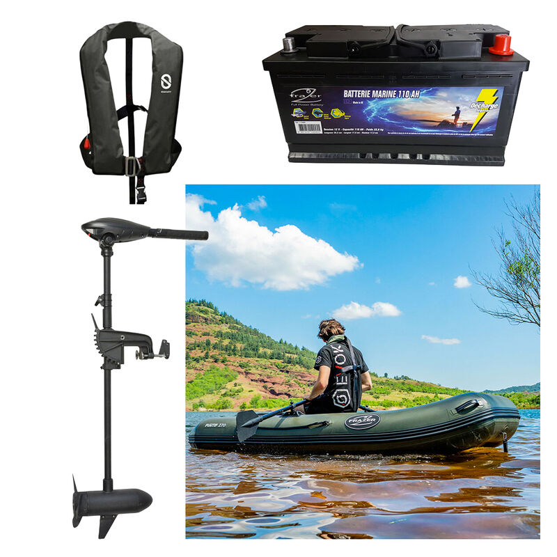 Pack Moteur Frazer 40 Lbs + Batterie Marine 110 AH + Furtif 270 + Gilet Gonflable XH - Packs | Pacific P&ecirc;che