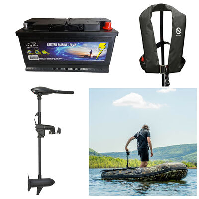 Pack Komando 270 + Moteur Frazers 55 Lbs + Batterie Marine 110 Ah + Gilet Gonflabe XH - Packs | Pacific P&ecirc;che