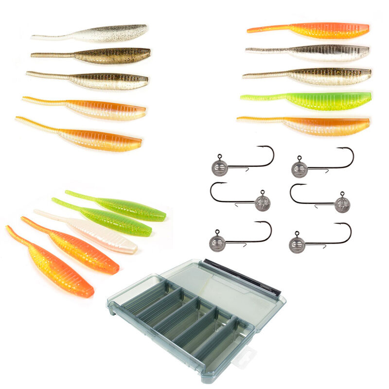 Pack 15 Finess 14cm + 6 T&ecirc;tes Plomb&eacute;es + Boite - Packs et ensembles | Pacific P&ecirc;che