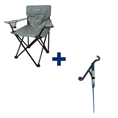 Pack Siege Pliant Gris + Support Canne - Tous nos packs | Pacific P&ecirc;che