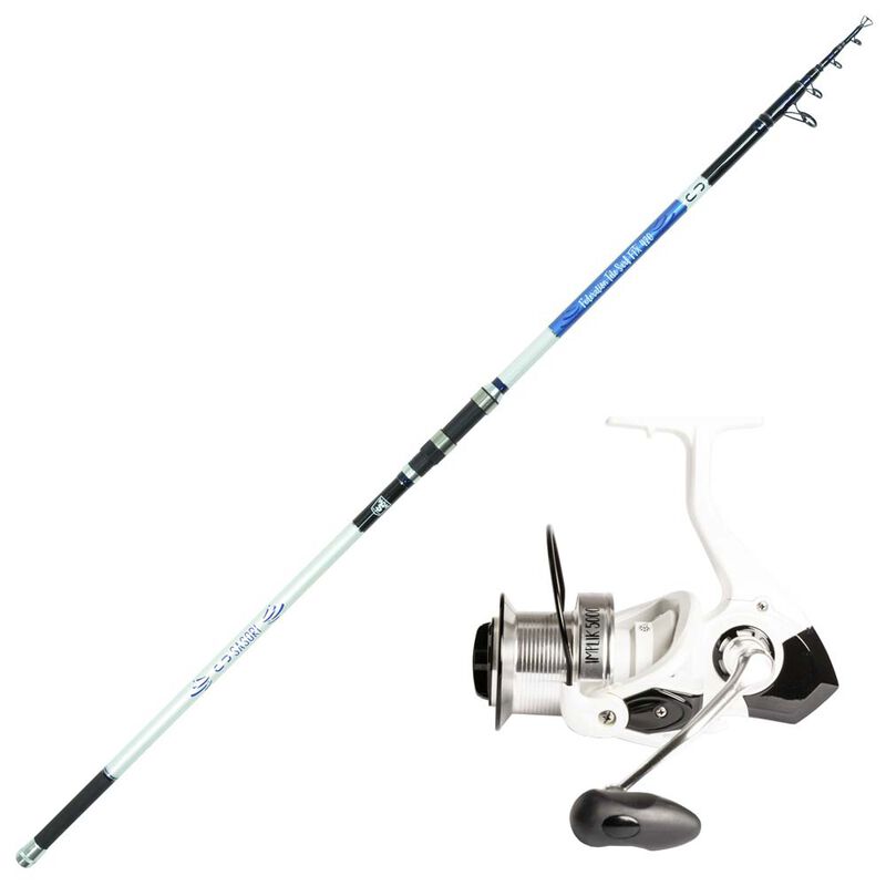 Ensemble Surfcasting canne t&eacute;lescopique 4m20 + moulinet 5000 - Packs et ensembles | Pacific P&ecirc;che