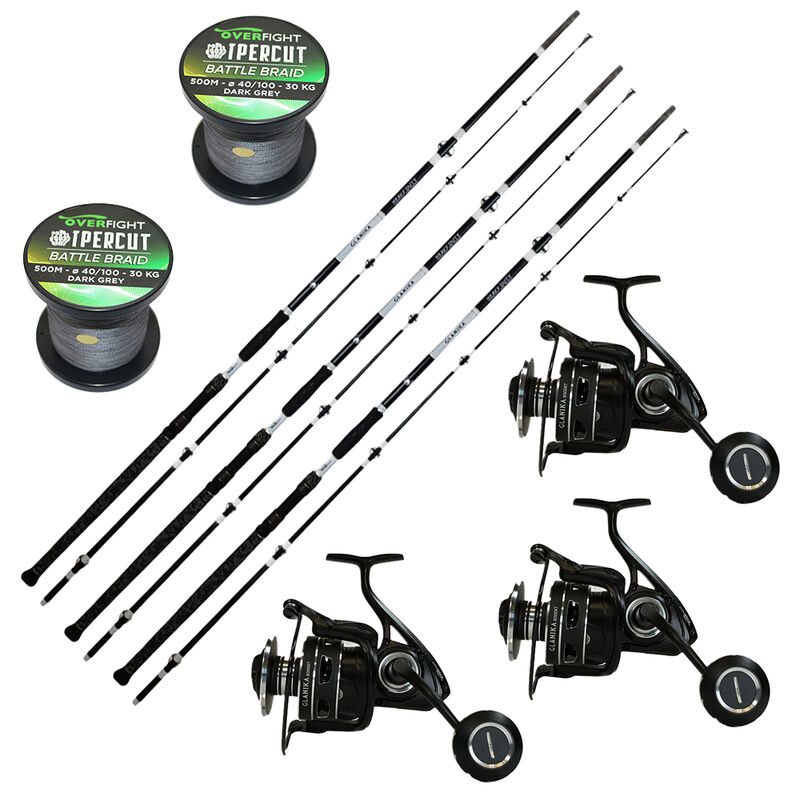 Pack Overfight 3 Glanika Allround 290 cm 150-350 g + 3 Glanika 8000 XT + 2 Ipercute Battle Braid - Packs et ensembles | Pacific P&ecirc;che