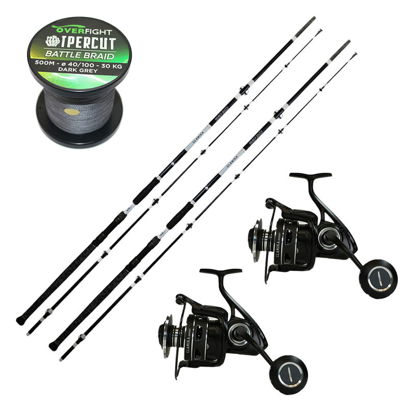 Pack Overfight 2 Glanika Allround 290 cm 150-350 g + 2 Glanika 8000 XT + 1 Ipercute Battle Braid - Packs et ensembles | Pacific P&ecirc;che