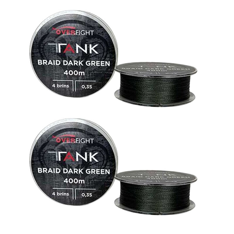 Pack Overfight 2 Tank Braid x4 0.45 mm Dark Green - Packs et ensembles | Pacific P&ecirc;che
