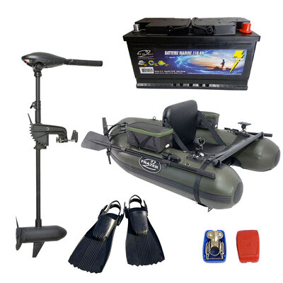 Pack Ranger Evo 170 + Batterie Marine 110 AH + Jeu de 2 Cosses Automatique + Moteur 30 lbs + Palmes Float Tube Pro Wide - Packs | Pacific P&ecirc;che