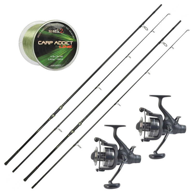 Pack 2 Carp Addict Evo 12' 3.5lbs + 2 Carp Addict 6000 FR + Nylon - Cannes | Pacific P&ecirc;che