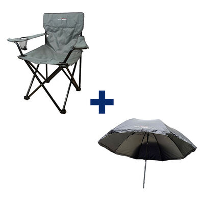 Pack Siege Pliant Gris + Parapluie Camp 250 - Tous nos packs | Pacific P&ecirc;che