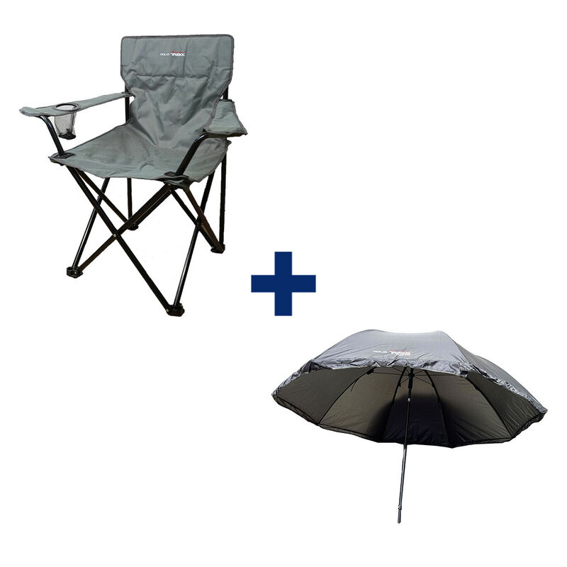 Pack Siege Pliant Gris + Parapluie Camp 250 - Tous nos packs | Pacific P&ecirc;che