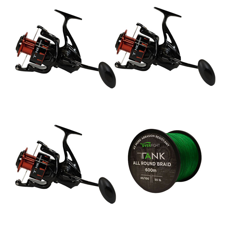 Pack Overfight 3 Tank Evo 8500 + 2 Tank Braid x4 Dark Green - Packs et ensembles | Pacific P&ecirc;che