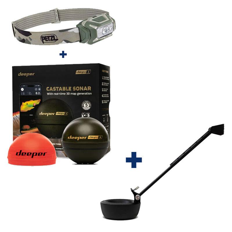 Pack Deeper Chirp+ 3D + Petzl Aria I + Support pour fixation sur bateau amorceur - App&acirc;ts / Bateaux amorceur / Spodding | Pacific P&ecirc;che