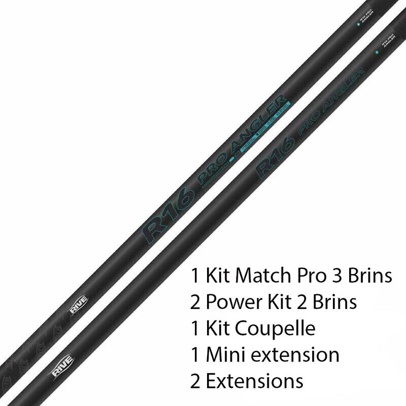 Pack Rive R16 Pro Angler + 2 kits power + 1 kit match + 1 kit coupelle + 2 extensions + 1 mini extension - Packs | Pacific P&ecirc;che