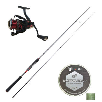 Pack Canne Spinning Evok Invictus V2 2.19m, 14-42g + Moulinet Evok Invictus 4000FD + Tresse Evok Tactikal Braid 0.15mm - Packs et ensembles | Pacific P&ecirc;che