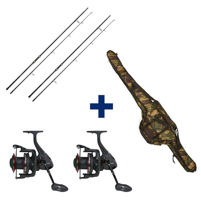 Pack 2 Cannes Carp Addict 10 ft 3.5 lbs + 2 Moulinets 8000 LC + Fourreau - Cannes | Pacific P&ecirc;che