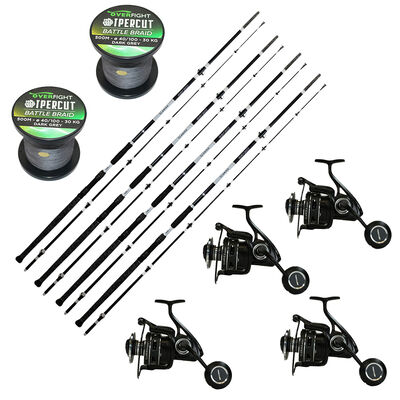 Pack Overfight 4 Glanika Allround 290 cm 150-350 g + 4 Glanika 8000 XT + 2 Ipercute Battle Braid - Packs et ensembles | Pacific P&ecirc;che