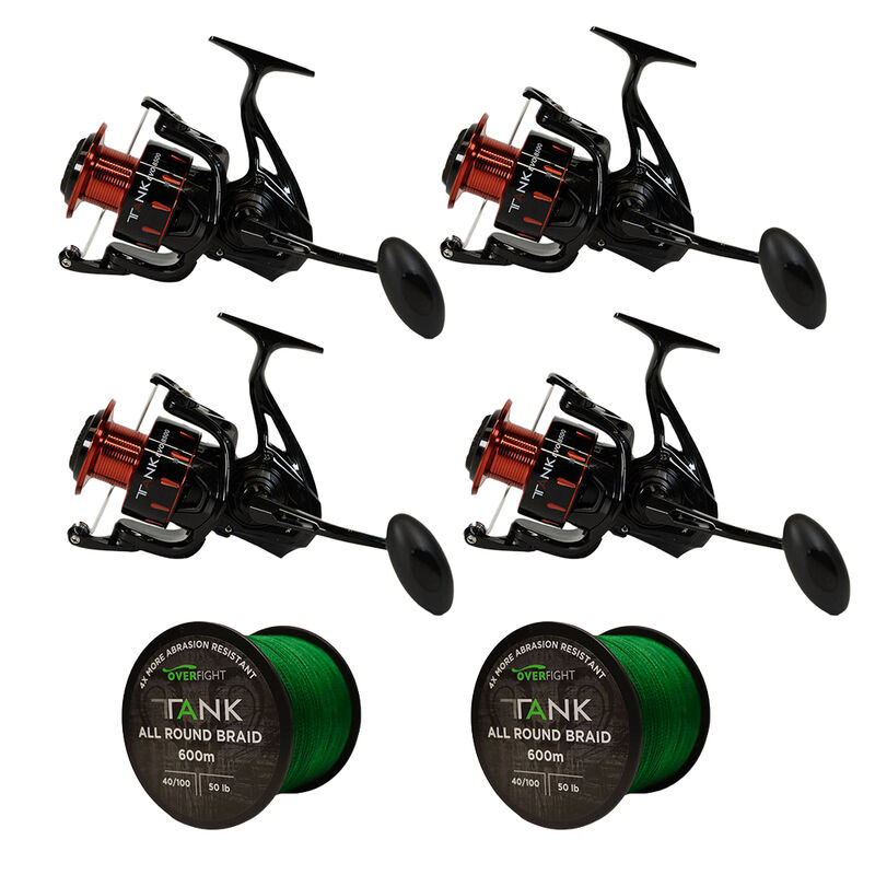 Pack Overfight 4 Tank Evo 8500 + 2 Tank Braid x4 Dark Green - Packs et ensembles | Pacific P&ecirc;che