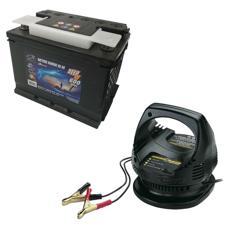 Pack Frazer Chargeur Batterie 110 PE Portable + Batterie Marine 80 AH 600 Cycles - Packs | Pacific P&ecirc;che